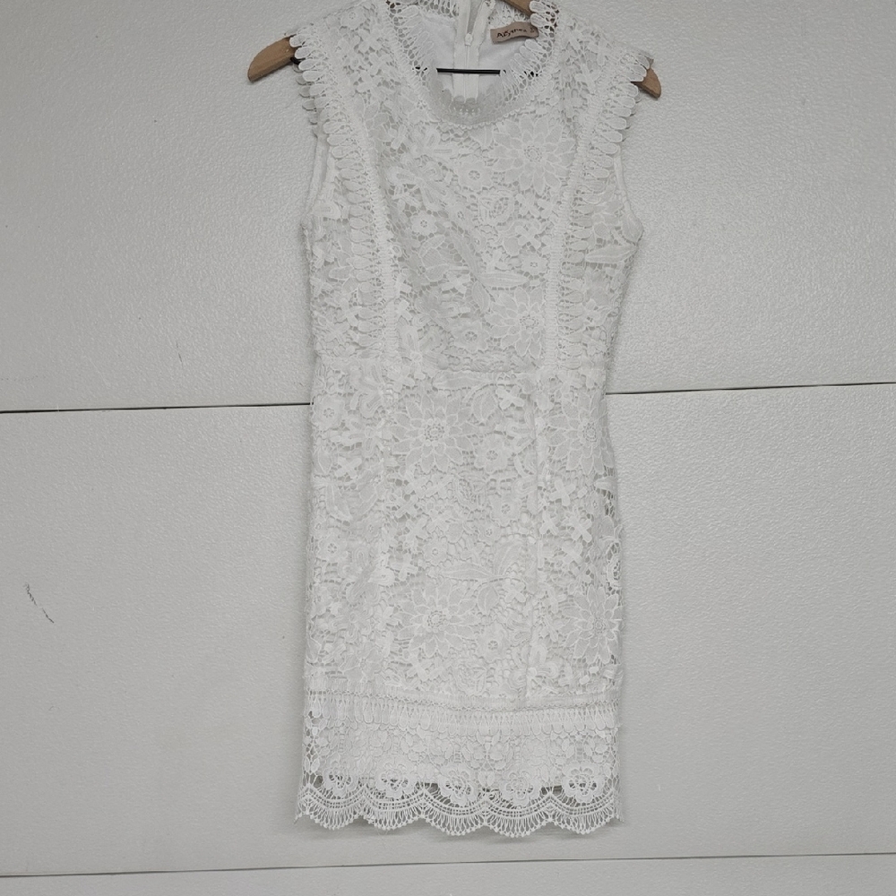 Alythea Elegant White Lace Mini Dress